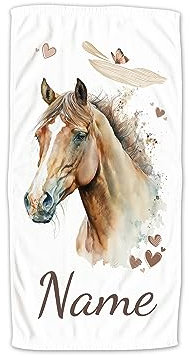 GRAZDesign Handtuch Pferd mit Namen Personalisiert Badetuch, Badehandtuch Kinder 140x70cm | Duschtuch Strandtuch Pferde Mädchen Geschenk Reiten Ohne Spruch