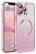 DUEDUE Glitzer Hülle für iPhone 12 Pro 6,1'' [MagSafe Kompatibel] Bling Bling Glänzende Handyhülle, Magnetische Stoßfeste Schutzhülle Soft TPU Hülle für iPhone 12 Pro, Rosa