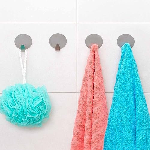 Tatkraft Band - Set mit 4 Selbstklebenden Haken - Handtuchhalter - Silber