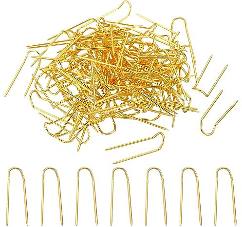 PATIKIL Fourchette Épingles, 100 pcs INOX Acier Couture U-Épingles 0.7 Double Blocage Broche pour Couture Bijoux Tissu Artisanat DIY, Doré