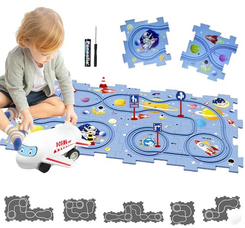 Auto Spielzeug Autorennbahn Spielzeugauto 8pcs DIY-Puzzlebahn für Kinderspielzeug DIY-Route Cars Spielzeug Geschenkspiele für Kinder Spielzeug ab 2 3 4 5 6 Jahren (Raum)