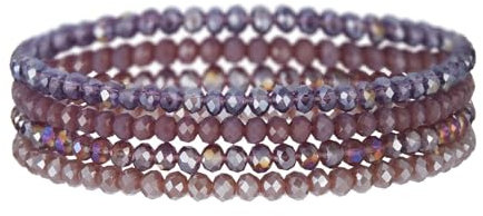 GoPaw Damen Kristall Perlen Armband,Mehrschichtiges Steine Armband,Perlen Armbänder,Paar/Freundschafts/Partner Armbänder (Violett)