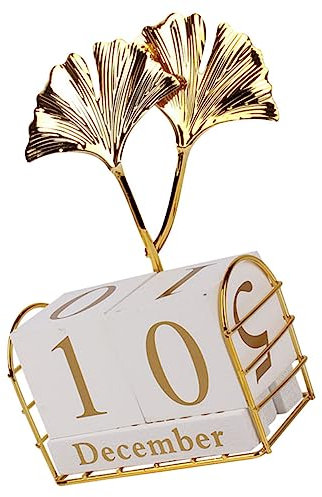 MAGICLULU Ginkgo-Blatt-Tischkalender Tischdekoration Bürodekoration lustiger Tischkalender kalender 2021 Landhochzeitsdekorationen Weihnachtsdekoration Office-Desktop-Kalender hölzern