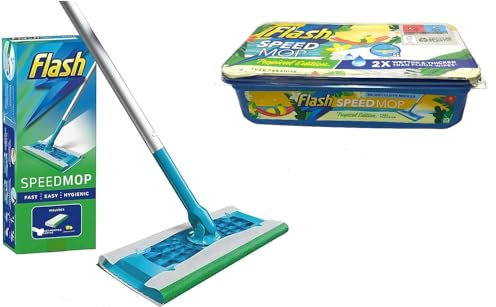 Cleaning Bundle Flash Speed Mop Starter Kit - Mop & 24 Wipes Absorbing Refill Pads, Tropical Multi-Surface