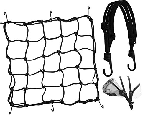 Elastisches Fahrradgepäcknetz Satz mit Haken, 120cm, Schwarz