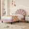 BTM Letto singolo, 90 x 190 cm, letto singolo imbottito, in velluto simile a petali, testiera regolabile in altezza e doghe in legno massello, struttura per letto singolo rosa (senza materasso)