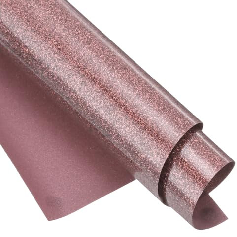 MECCANIXITY 8 Pcs Heat Transfer Vinyl, 12 x 12 Glitter HTV Vinyl Iron on Vinyl Bundle Sheets for DIY Shirts, Bags, Socks, Rose Gold