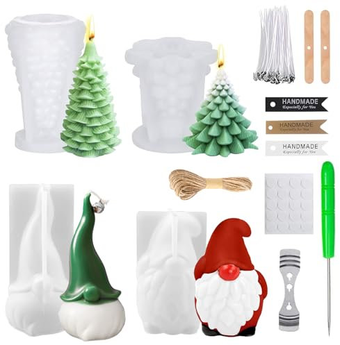 Silikonformen Gießformen,4 Stück Silikonform Weihnachten,Kerzenform Silikon,Weihnachten Kerzenform,DIY Kerzen Formen Silikon,für DIY Duftkerze Weihnachten Handwerk Ornamente