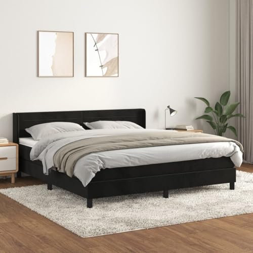 Brokky Boxspringbett mit Matratze Schwarz 180x200 cm Bett Boxspringbett Schlafzimmer MöBel Betten Bett Mit Matratze Samt - 3131035