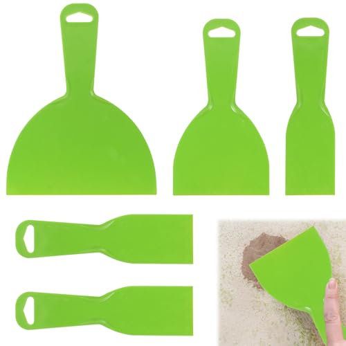 Plastic Scraper, 5Pcs Filler Spreader, Wall Filler Tool for Caulking, Plastic Putty Knife for Cleaning, Paint Scrapers Tools for Painter Wall, Wallpaper Scraper Fits Indoor and Outdoor Repair Work