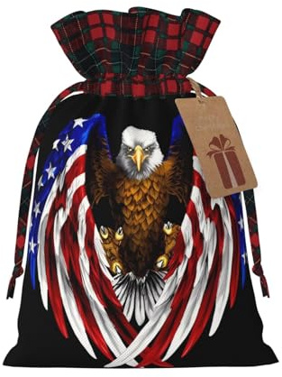 PHAYAH Geschenktüte mit Kordelzug, Motiv: USA-Flagge, patriotischer Adler, geeignet für Süßigkeiten und kleine Geschenkverpackungen, Geburtstage, Jubiläen und Partys