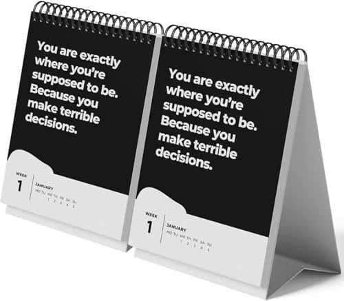 ITETONE Extrem demotivierender Schreibtischkalender 2025, Anti-Life-Coach-Motivationskalender mit 52 demotivierenden Zitaten, Gag-Geschenke für Kollegen und Erwachsene 2pcs