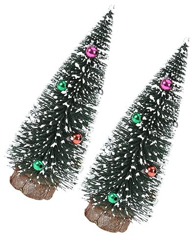 COLLBATH 2st Weihnachtsbaum-Modell Künstlicher Weihnachtsbaum Mini Schreibtisch Christbaumschmuck Desktop-Dekoration Für Weihnachten Gefälschte Tannennadeln Winziger Baum Tischbaum Hölzern