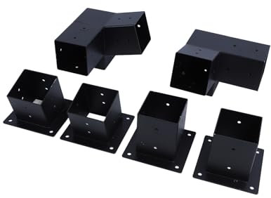 Pergola Brackets, 3 Way Slanted Roof Pergola Mounting Bracket Kit Wood Beams Elevated Wood Stand Kit for Yards Parks Backyards