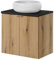 [en.casa] Meuble sous Vasque avec Lavabo Rond en Céramique Armoire de Salle de Bain Portes Softclose Étagère MDF Panneau de Particules Métal 60 x 72 x 40 cm Effet Chêne Noir