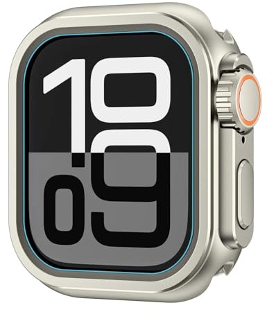 AEMALL Metall-Stoßstangen-Schutzhülle für Apple Watch, 46 mm, 45 mm, 44 mm, Schutzrahmen für iWatch Serie 10, 9, 8, 7, 6, 5, SE, wechselt zu Ultra 2, 49 mm (Titan, 44 mm)