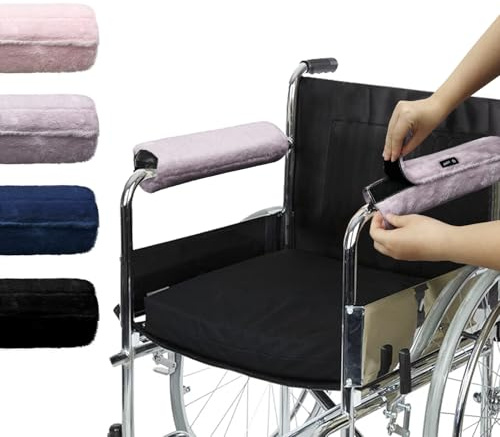 SPRING SEAON Rollstuhl Zubehör, Armlehnenpolster Memory Foam, 2-teilig | Weiche Memory-Foam-Polsterung, Rutschfeste Unterseite, Waschbare Bezüge, Für Rollstuhl, Büro- und Gamingstuhl