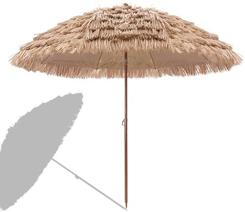 Parasol Hawaïen 240cm/200cm/160cm en Chaume, Parasol de Plage Résistant Aux UV pour Jardin et Piscine(160cm(5.2ft))