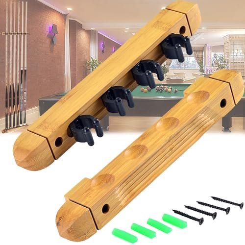 QSLKI 4 Trous Porte - Bâtons De Piscine Mural, Avec Vis, Support Queue De Billard Mural, Porte-Queue De Billard, Support De Billard En Bois Mural, Accessoires De Table Billard Billard Snooker