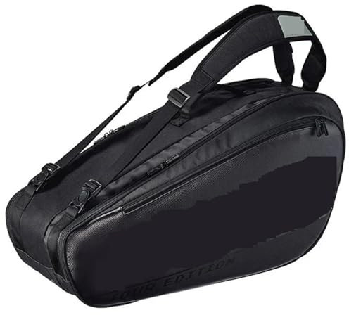 WJIAYAO Racket-Rucksack Badminton-Tasche, Tennisschlägertasche, großes Fassungsvermögen, for 12 Schläger(Black White)