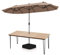 COSTWAY Table de Jardin en Bois d'Acacia avec Grand Parasol de Jardin Exterieur pour 8 Personnes, Table de Salle à Manger 200 cm, Parasol Double avec Pied 400 x 200 cm, pour Terrasse, Patio, Piscine