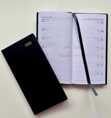 SBS CONSUMABLES 2026 Slim Diary Two Weeks to View Planner with Hard Cover | Black