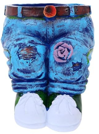 Bosiyrggrl Jeans Flower Decorative Plant Pot Flower Pot Table Decoration Statue Planter Flower Pot Small Plant Pot Easy Install B