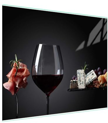 SFArt Herdabdeckung Glas 1 Teilig 80x52 – Gehärtetes Glas Schneidebrett & Ceranfeld Abdeckplatte – Hygienisch & Rutschfest – Schutz für Induktion, Ceran - Wein-Aperitif
