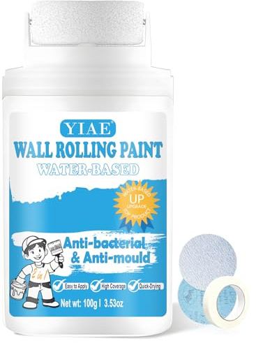 YIAE Wandfarbe Weiß 2-in-1 Wandroller-Set - Wasserbasiert & Anti-Pilz, Hohe Deckkraft, Schnelltrocknend Wandfarbe ausbessern weiß zum Abdecken von Kratzern, Graffiti und Flecken, 100g