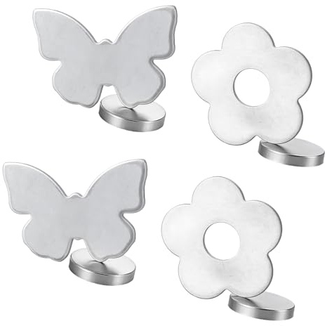 NVOQILIN Lot de 4 pinces à rideaux magnétiques résistantes au vent avec 2 styles de motifs papillons et fleurs pour rideaux