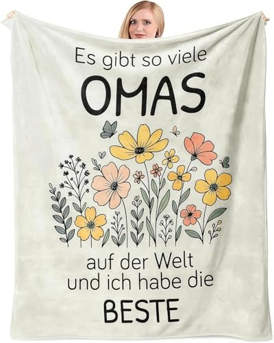 PRSTENLY Geschenke für Oma, Oma Geschenke, Geschenk Oma's Geburtstag Beige | Muttertagsgeschenk, Geschenke Oma Weihnachtszeit, Flanell Decke für Omas von Enkel Enkelin 1.3*1.5 M