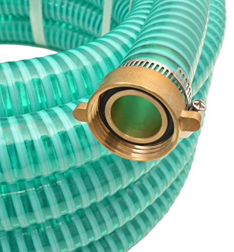 Tubo di aspirazione con connettori in ottone, 4 m, 25 mm, verde, tubo da giardino in plastica per irrigazione giardino, prato, terrazza, con valvola a pedale e setaccio, flessibile, resistente alla
