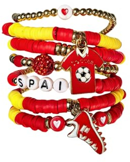Fussball Armband, ArmbäNder FußBall-Und Nationalflaggenelemente, Fussball Geschenke Jungen, Wm Fanartikel 2026, Kann Gestapelt Werden,Elastische ArmbäNder Mit Perlen, Geschenke FüR FußBallfans