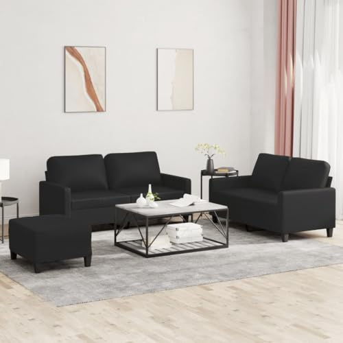 Sinkzol 3-TLG. Boendelandskap med kudde och förvaringsutrymme, svart, konstläder, hörnsoffa, bäddsoffa med armstöd, ryggstöd och schäslong för vardagsrum, gästrum