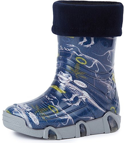 Ladeheid Stivali in Gomma Bambino e Bambina Swk 27 (Blu Scuro Dinosauro, 25/26 EU)