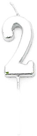 Shatchi Gifts 4 All Occasions Limited Silver 2 Number Candle Birthday Anniversary Party Cake Decorations Topper, 4.5 cm
