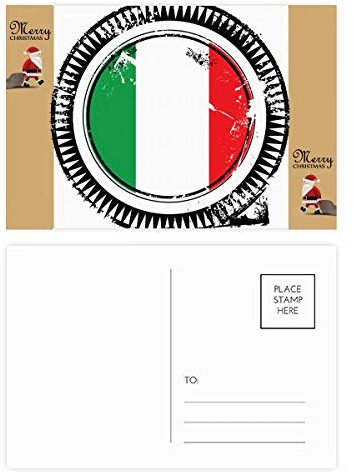 Postkarte Italien, Nationalflagge Europa, Weihnachtsmann, 20 Stück