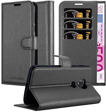 Cadorabo Hülle kompatibel mit Motorola Moto E5 / G6 Play Handyhülle aus Kunst Leder Flip Klappbare Magnetische [Kartenfächern] Cover Hülle für Motorola Moto E5 / G6 Play Tasche in Schwarz