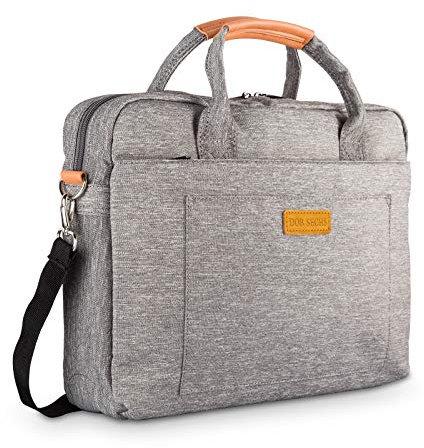 DOB SECHS 17.3 Zoll Laptoptasche Aktentaschen Handtasche Tragetasche Schulter Tasche Notebooktasche Laptop Sleeve Laptop hülle für bis zu 17-17.3 Zoll Laptop Dell Alienware/MacBook/Lenovo/HP,Grau