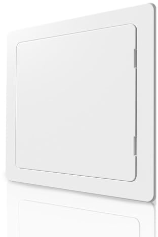 Plastic Access Panel 300x300 mm – Paintable Inspection Hatch for Wall & Ceiling – Fuse Box Cover, Conceals Wires & Pipes – Flush Fit Easy-Install Access Door – Durable White Plastic