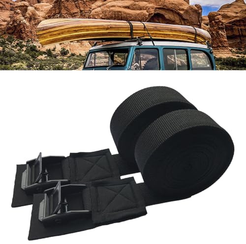 MOOCY Padded Cam Buckle Tie Down Straps, 2.5 cm x 3 m, 2 Pack | Padded cam buckle straps for securing kayaks, SUPs, surfboards and cargo on roof racks