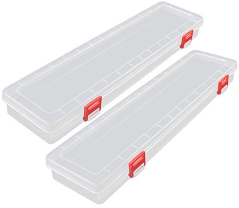EXCEART 2Pcs 14 Inch Paint Brush Holder Paint Storage Containers Paint Brushes Storage Box Clear Jewelry Box Plastic Storage Organizer with Buckle Design for Watercolor Oil Paint Pencil Drawing Tool