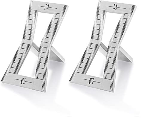 AHUNTTER 2PCS Dovetail Marker, Dovetail Guide Tool with Scale, Hand Cut Wood Joints Gauge, Dovetail Template Jigs Size 1:5-1:6 & 1:7-1:8 for Woodworking, Silver