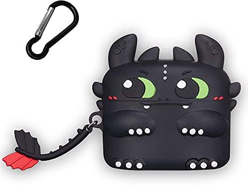 AIYAAIYA 3D Cartoon Custodia in silicone per Airpods Pro, carino Male notturno Aspetto creativo Kawaii Fun impermeabile antiurto per Custodia protettiva per Airpod con portachiavi (Nero)