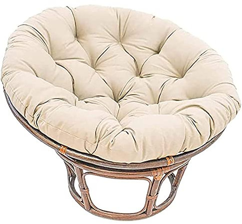 Wasserdicht Weichem Kissen für Papasan Rund Stuhl, Polster für Gartensessel Papasansessel Hängesessel, Gartenhängesessel Kissen Hochelastische PP-Baumwollpolsterung,Beige,100 * 100cm
