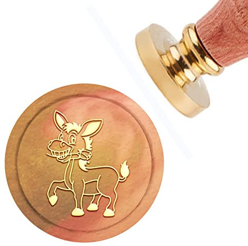craspire Wachssiegelstempel Esel Siegellackstempel Rose 30mm Abnehmbarer Messingkopf Siegelstempel Mit Holzgriff