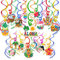HOWAF Hawaii Party Dekoration, 30 Hawaii Hängende Wirbel Dekaration Hawaiian Hibiskus Flamingo Hängedeko Deckenhänger Spiral Girlande für Hawaii Hängedekoration Tropische Sommer Tiki Geburtstag Deko