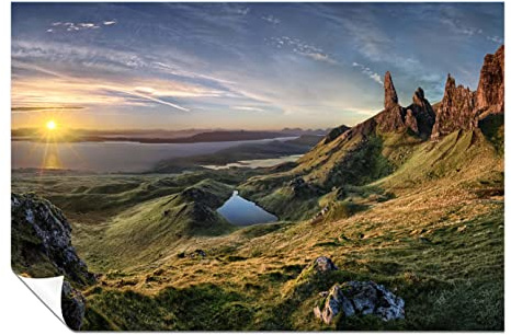 Panther Print Fine Art Prints Sunrise Over Old man of Storr Scotland Highlands Artistic Unframed Poster, Pictures for Home Walls, Bedroom, Living Room & Bathroom Decor 91x61cm (36x24in)
