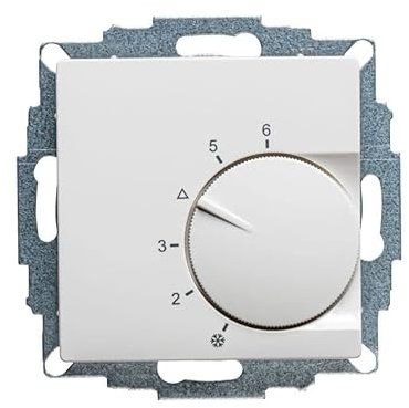 Ritzer Raumthermostat für Busch-Jaeger Balance SI, Gira System 55, Berker S1 B.3 B.7, Merten System M und Jung A & AS, Fußbodenheizung, 230V, alpinweiß (Gira Serie System 55)