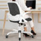 KERDOM Bürostuhl, Ergonomischer Schreibtischstuhl mit klappbarer Armlehnen, Mesh Computerstuhl Arbeitsstuhl Leichter Stuhl, 360° Drehstuhl 933C Weiß